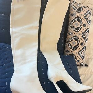 Zara White Over the Knee Boots
